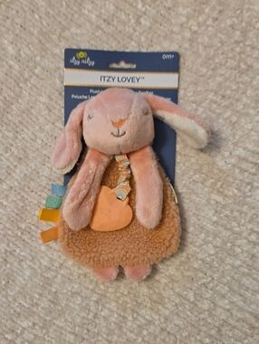Itzy Ritzy Pink & Peach Bunny Lovey with Orange Teether
